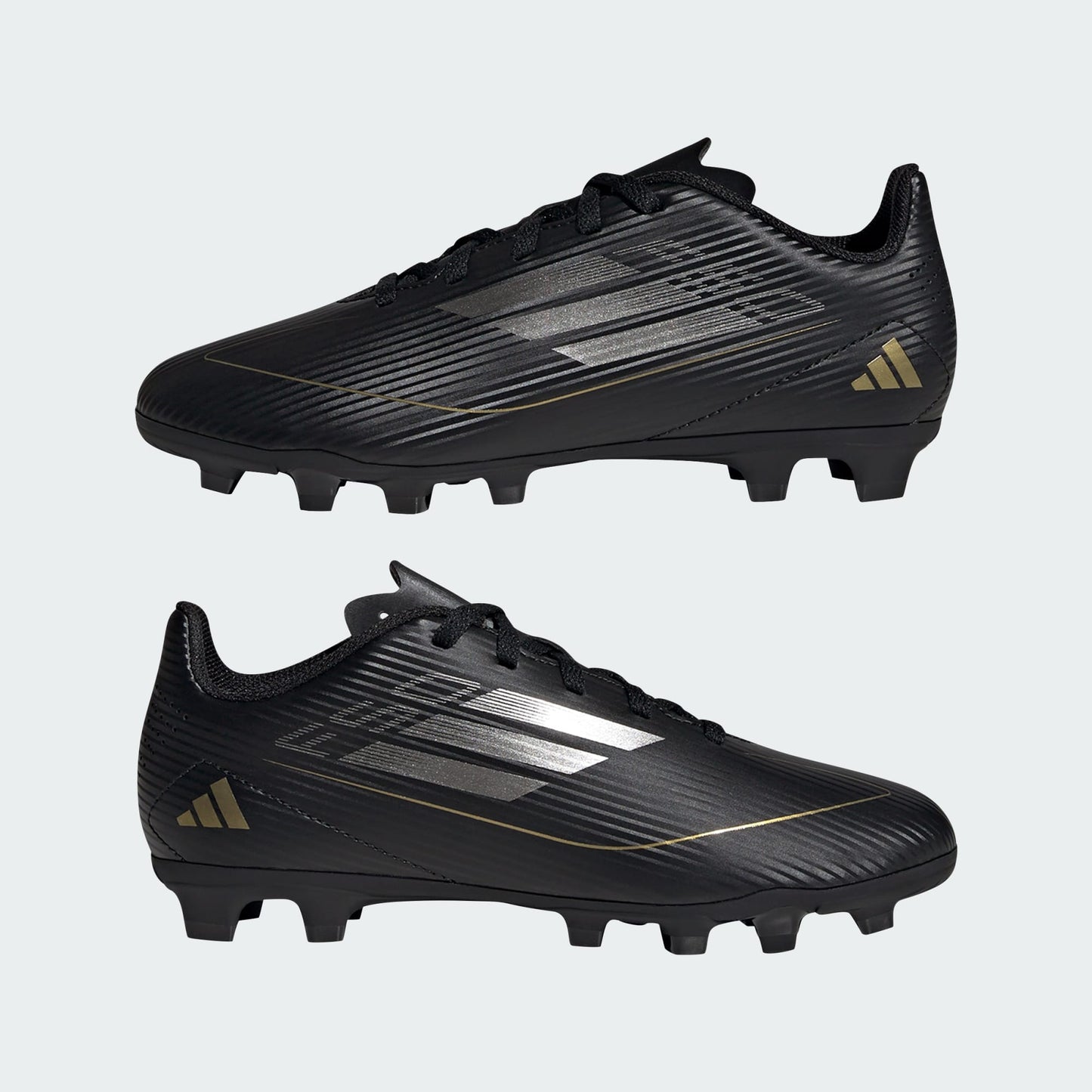 adidas F50 CLUB Flexible Ground Soccer Cleats | Core Black / Iron Metallic / Gold Metallic | Kid's Unisex