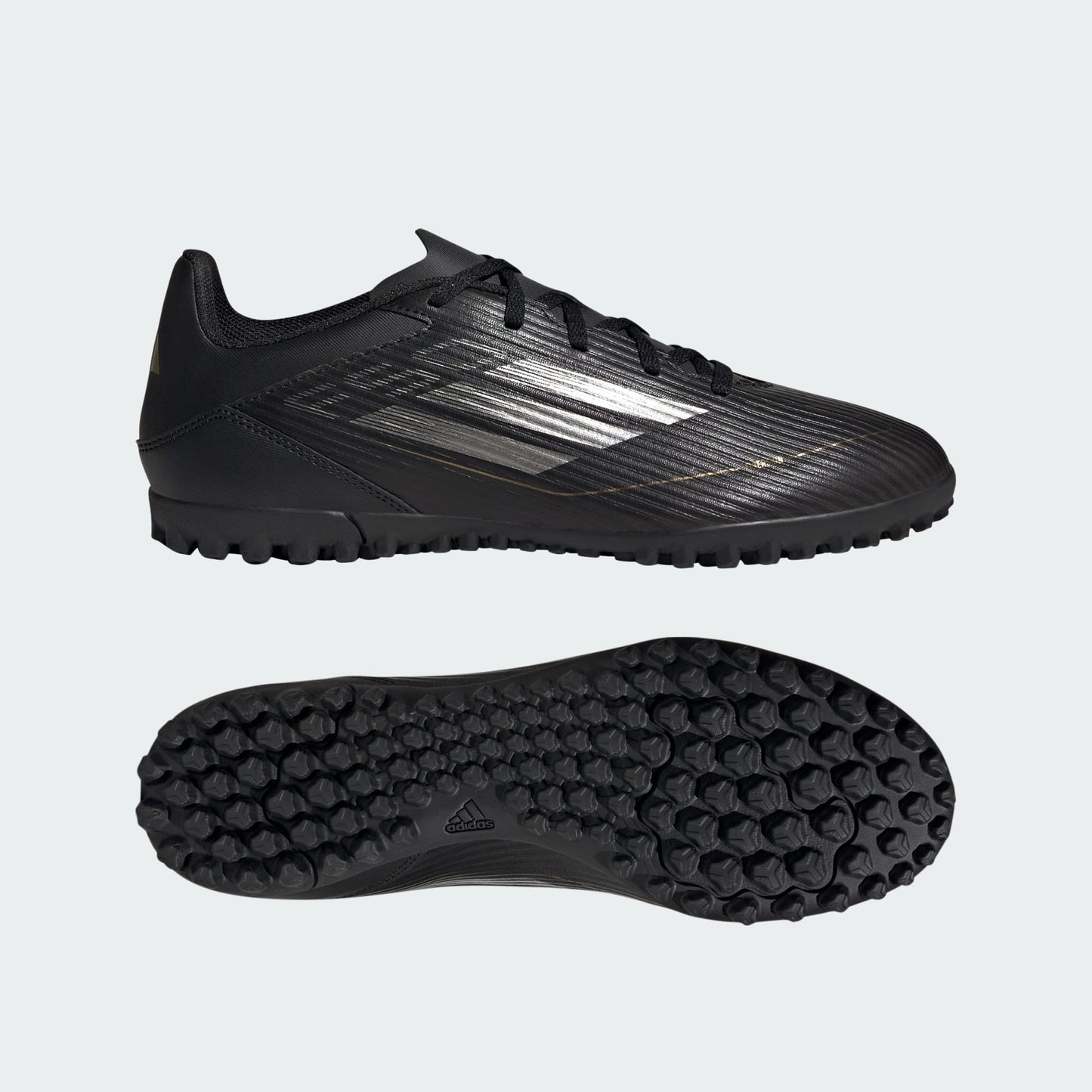 adidas F50 Club Artificial Turf Soccer Shoes | Core Black-Iron Metallic-Gold Metallic | Men's