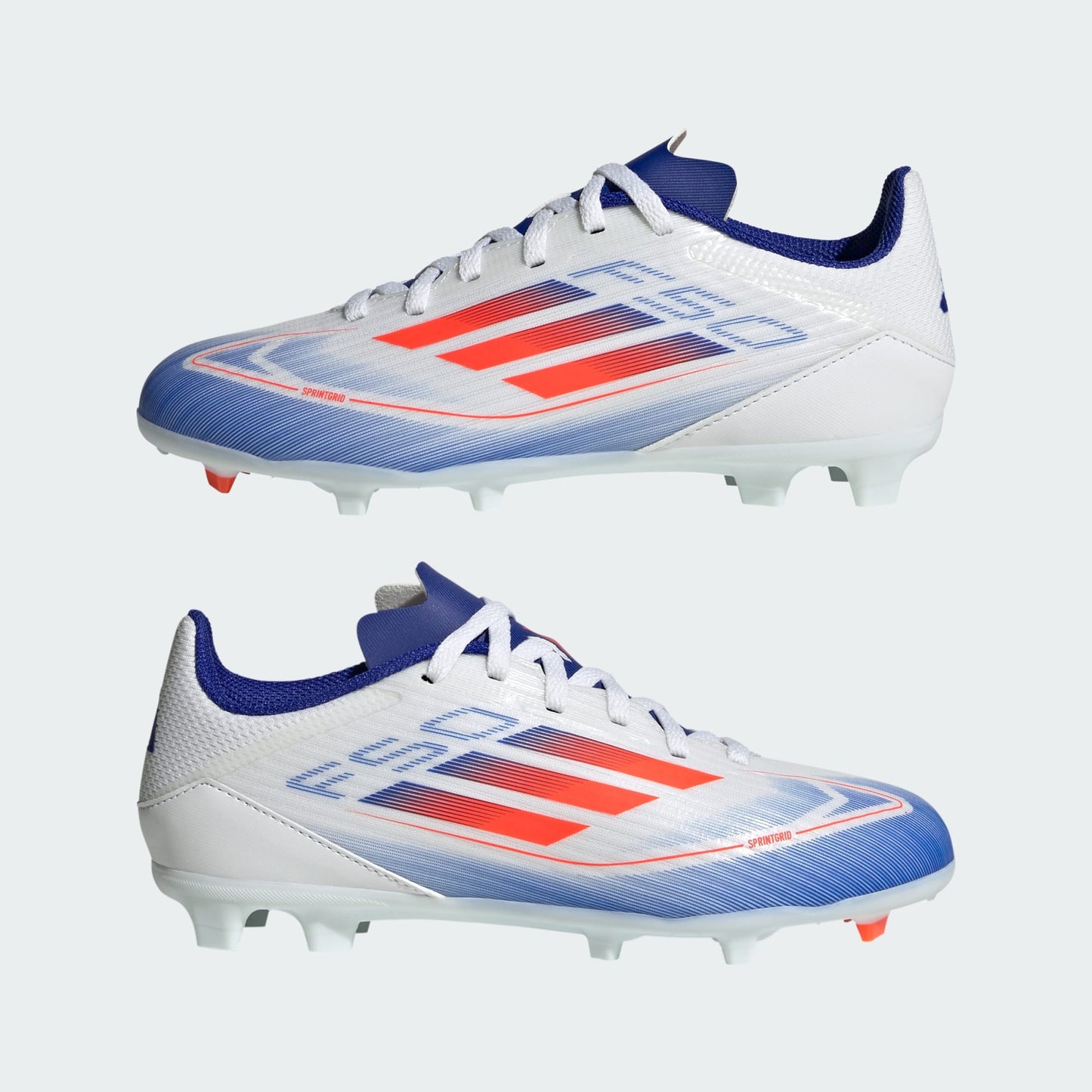 adidas F50 LEAGUE Firm/Multi-Ground Cleats | Cloud White-Solar Red-Lucid Blue | Kid's Unisex