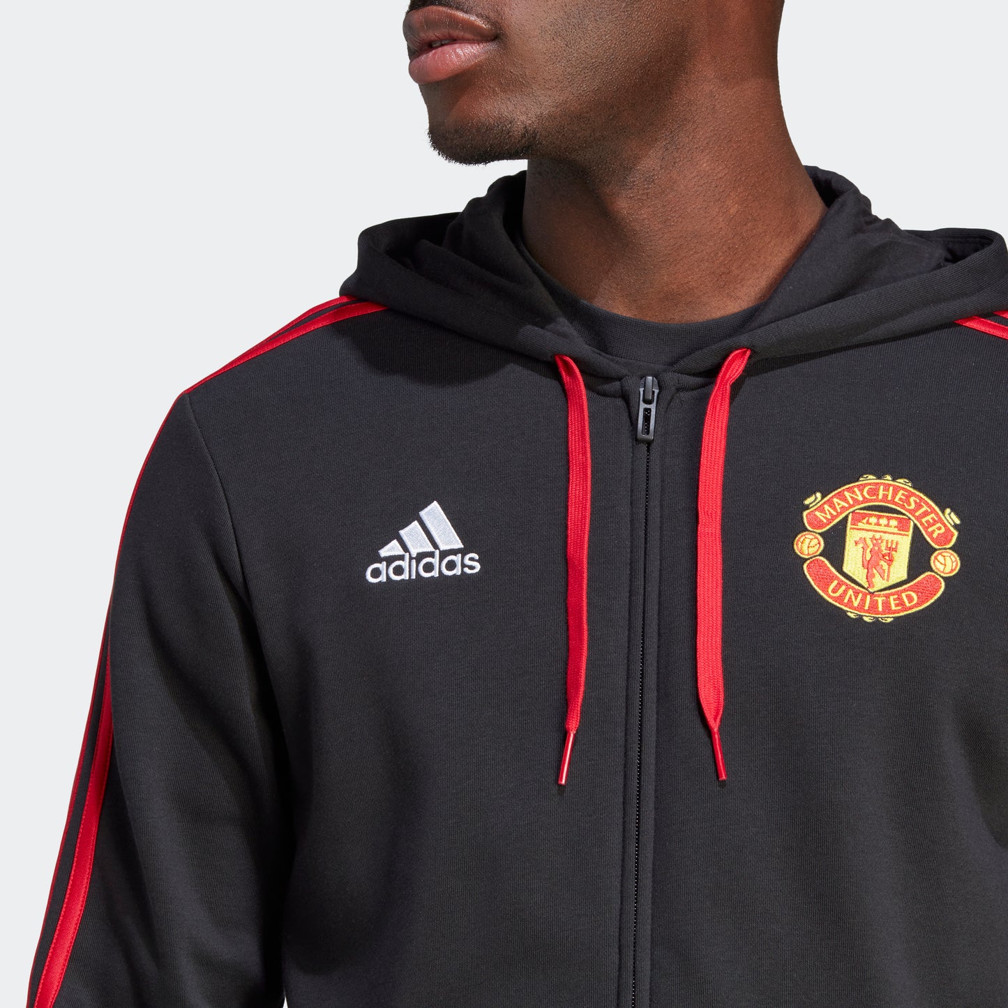 adidas Manchester United DNA Full-Zip Hoodie | Black/Red | Men's