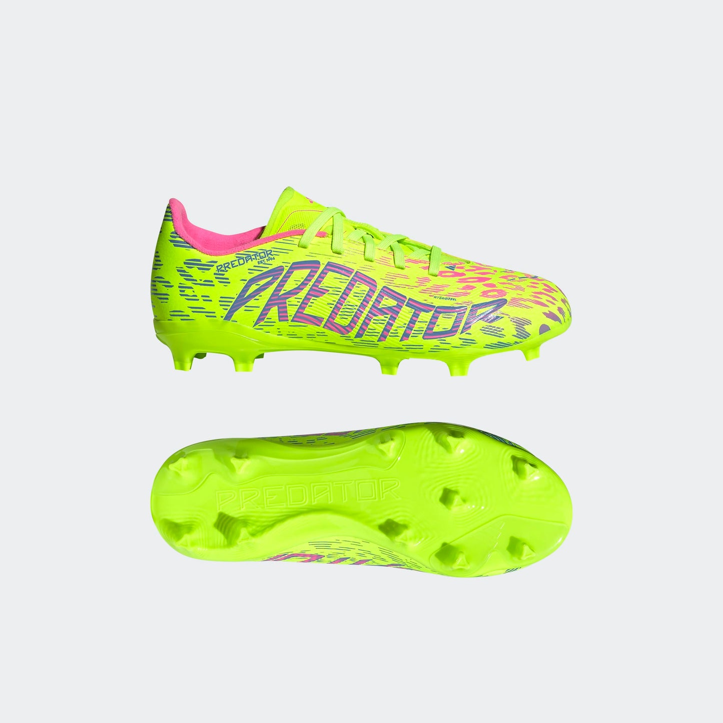 adidas PREDATOR LEAGUE Firm/Multi-Ground Soccer Cleats | Lucid Lemon-Blue Fusion-Lucid Pink | Kid's