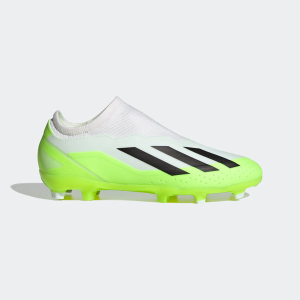 adidas X Crazyfast.3 Laceless Ground Soccer Cleats | White/Green | adidas