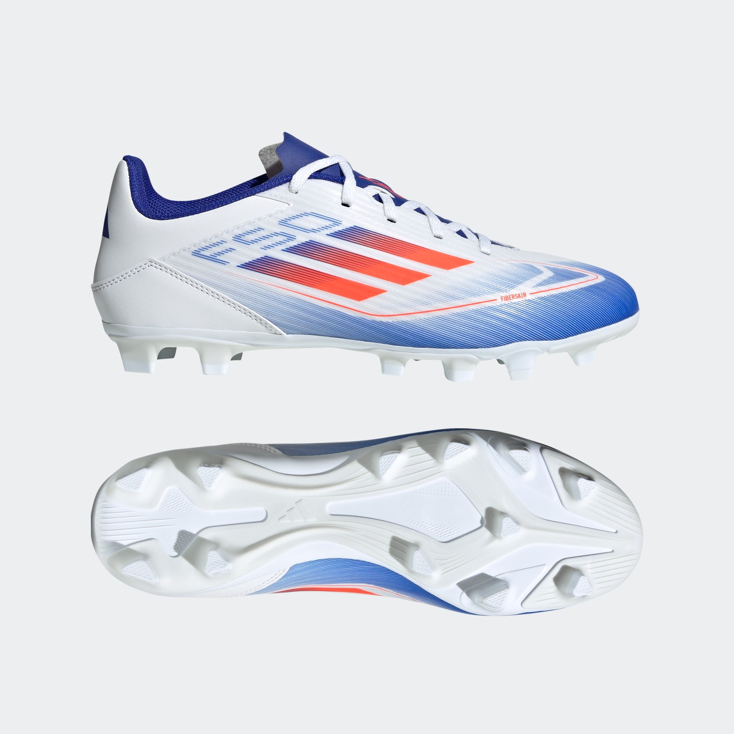 adidas F50 CLUB Flexible Ground Soccer Shoes | Cloud White / Solar Red / Lucid Blue | Men's