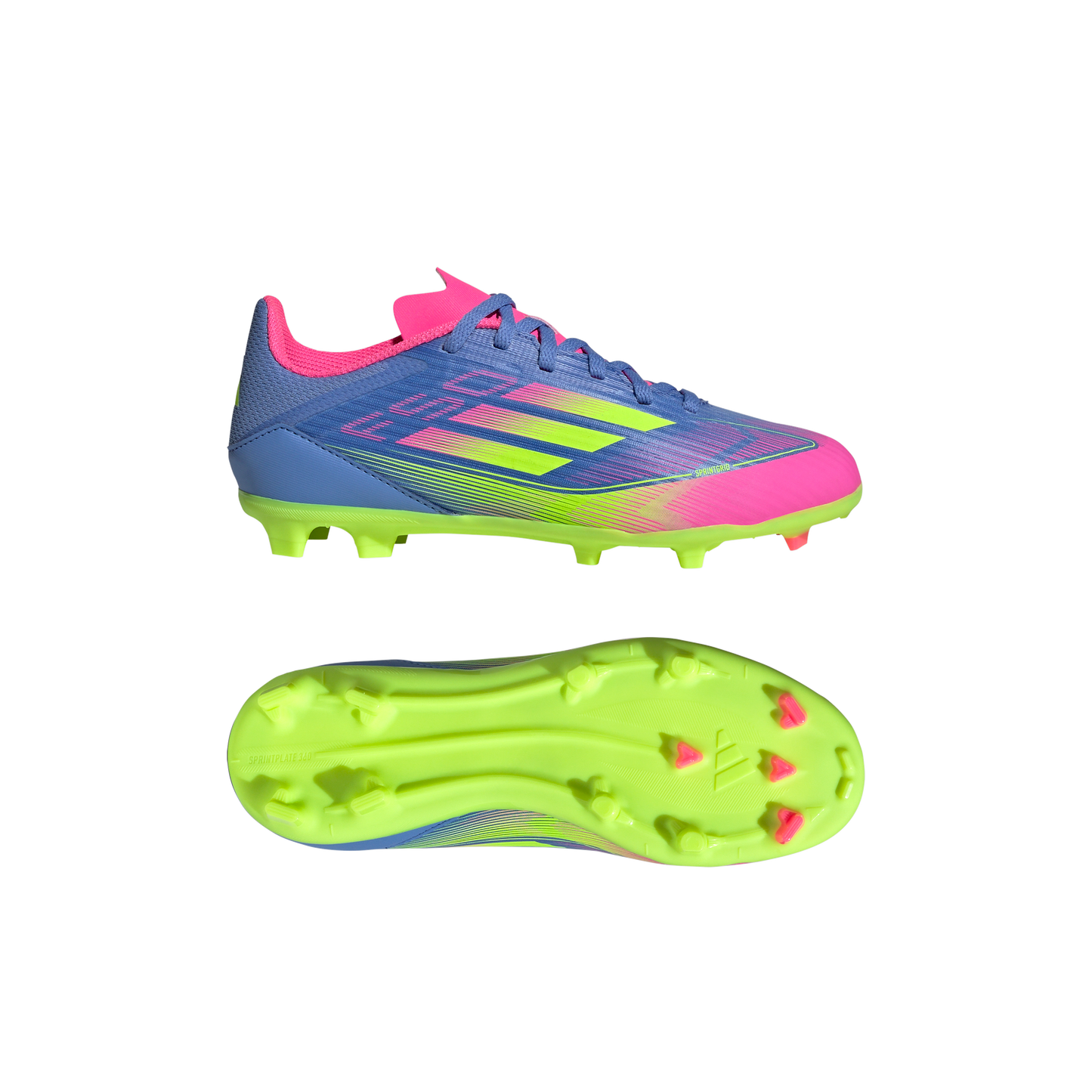 adidas F50 LEAGUE Firm/Multi-Ground Cleats | Blue Fusion-Lucid Lemon-Lucid Pink | Kid's Unisex