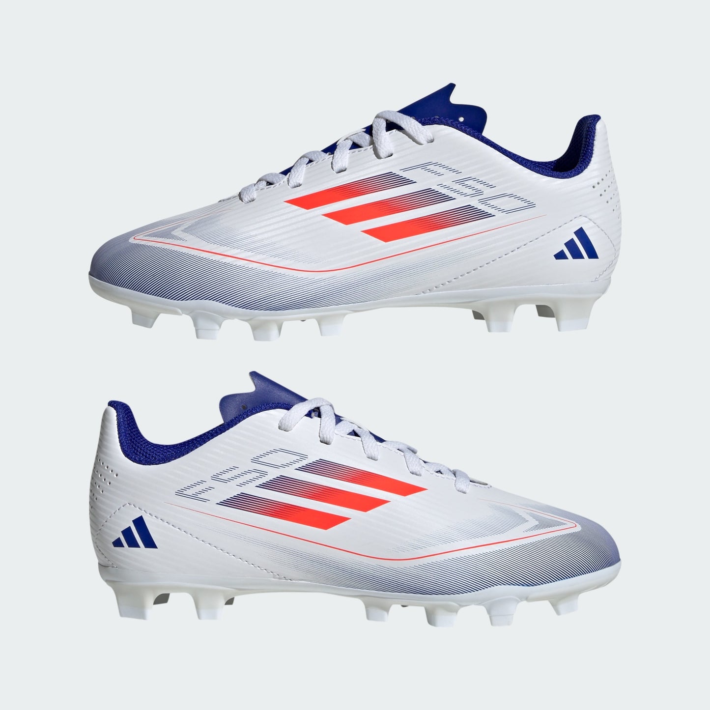 adidas F50 CLUB Flexible Ground Cleats | Cloud White / Solar Red / Lucid Blue | Kid's