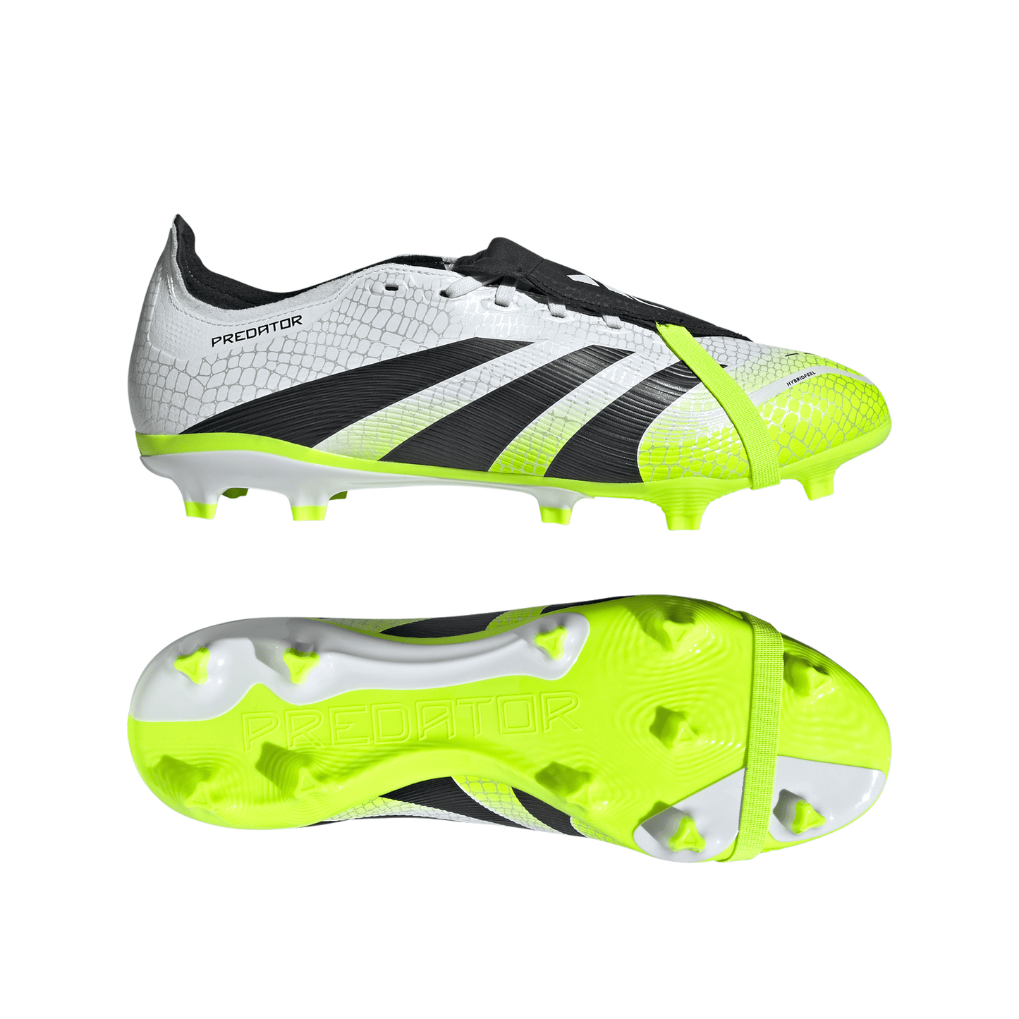 adidas Predator League Fold-Over Tongue FG Soccer Cleats | Cloud White / Core Black / Lucid Lemon | Men's