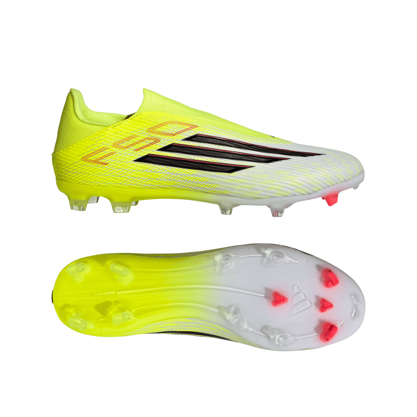 adidas F50 LEAGUE Laceless Firm Ground / Multi Ground Soccer Cleats | Team Solar Yellow 2 / Core Black / Lucid Red | Men's