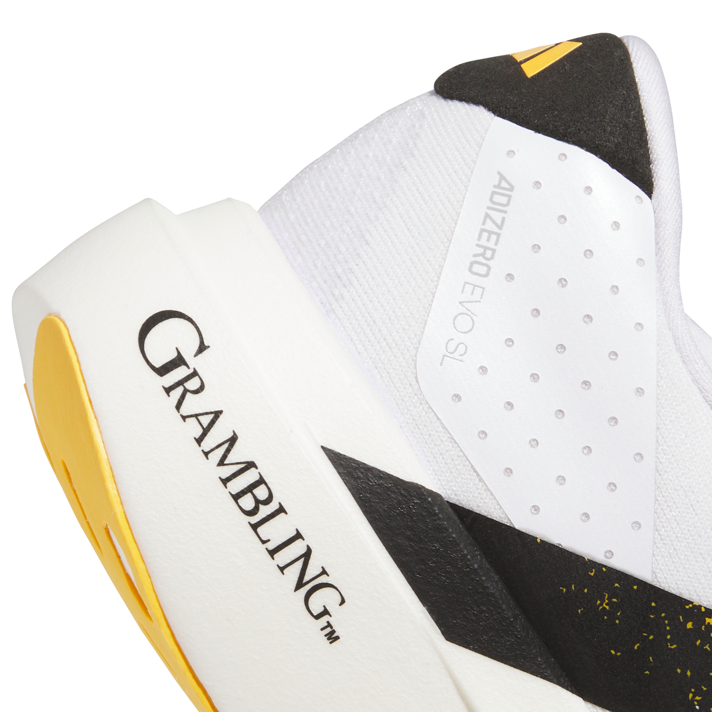 adidas Grambling St Tigers Adizero Evo SL Running Shoes | Cloud White / Core Black / Team College Gold | Men's