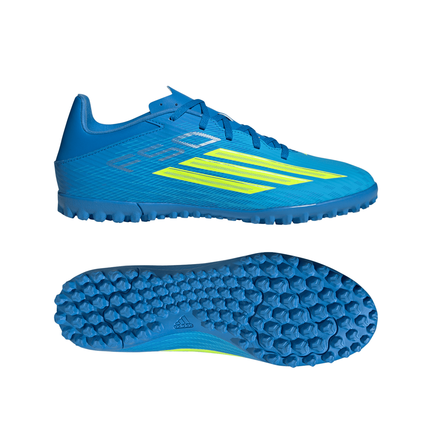 adidas F50 CLUB Turf Soccer Cleats | Lucid Ray Blue / Team Solar Yellow 2 / Lucid Aquamarine | Men's