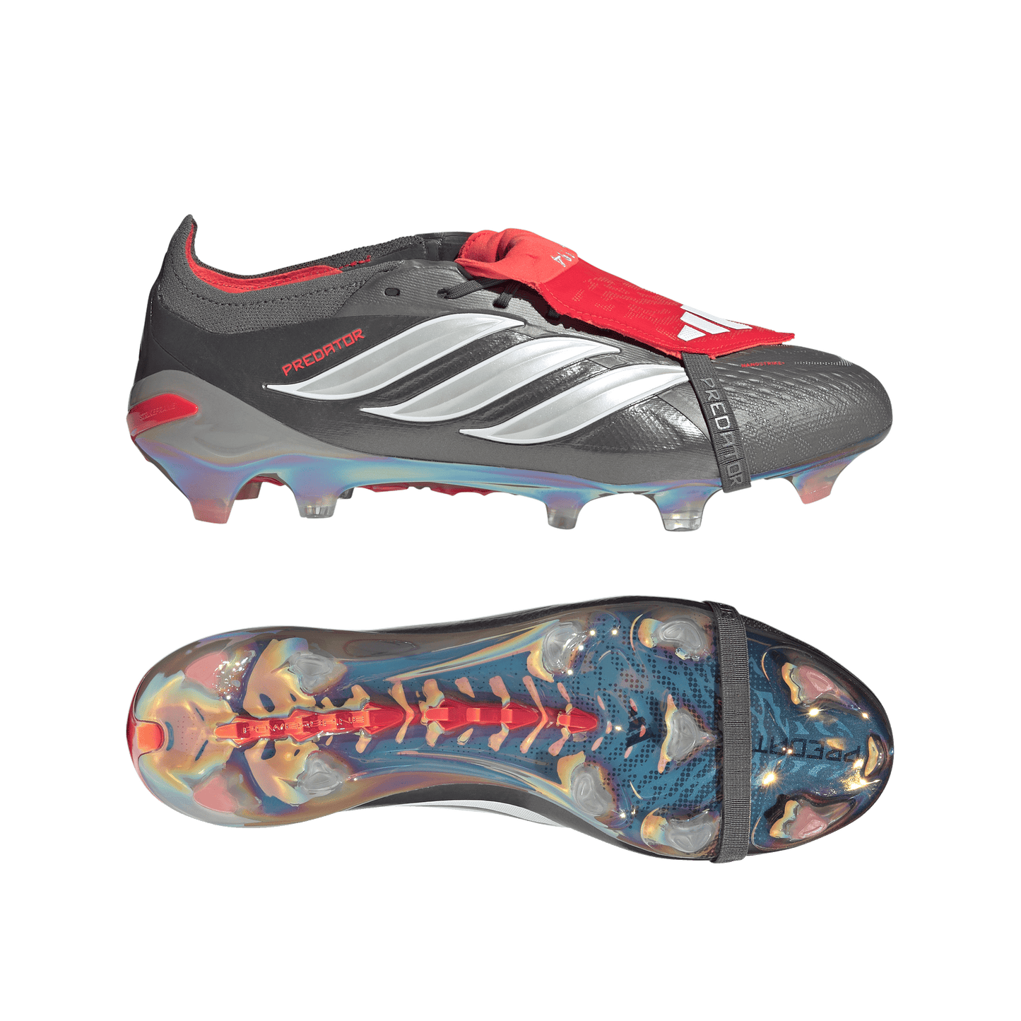 adidas Predator Elite Fold-Over Tongue Firm Ground Soccer Cleats | Iron Metallic / Cloud White / Lucid Red | Men's