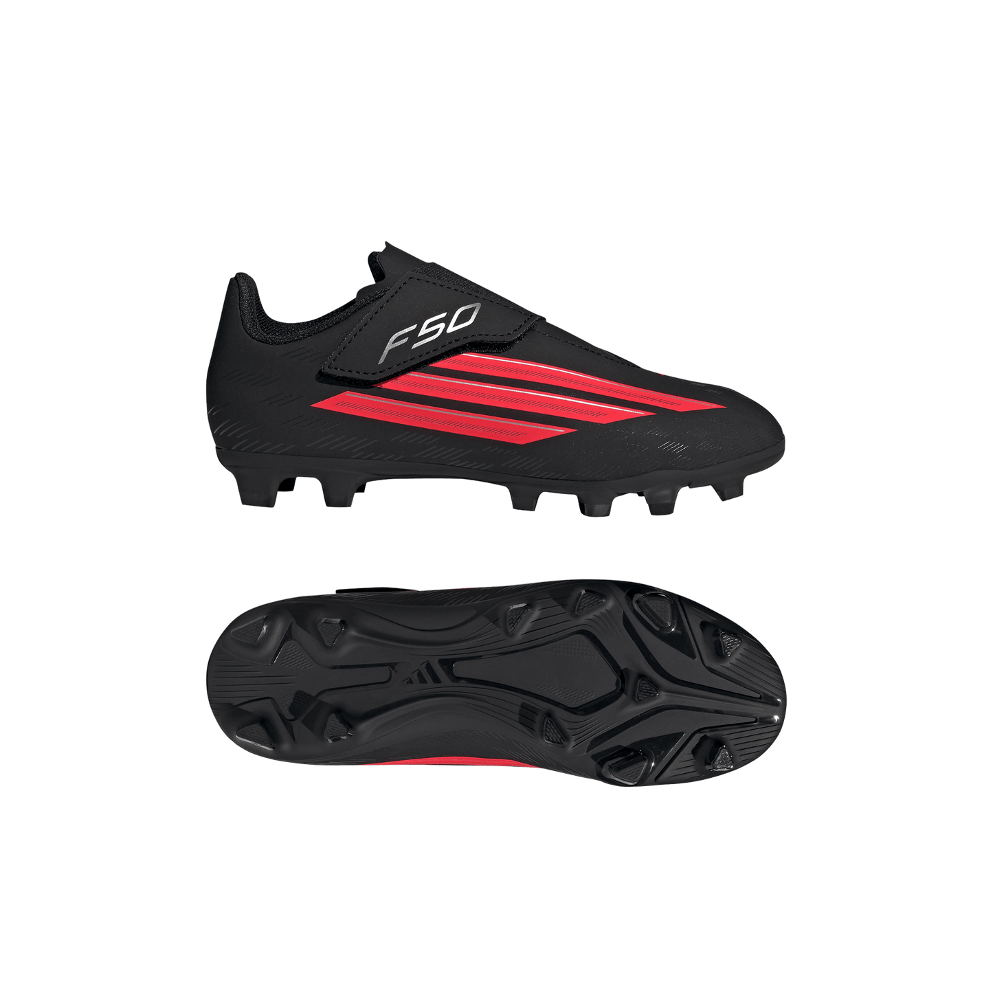 adidas F50 CLUB Velcro Firm Ground / Multi Ground Soccer Boots | Core Black / Lucid Red / Core Black | Kid's