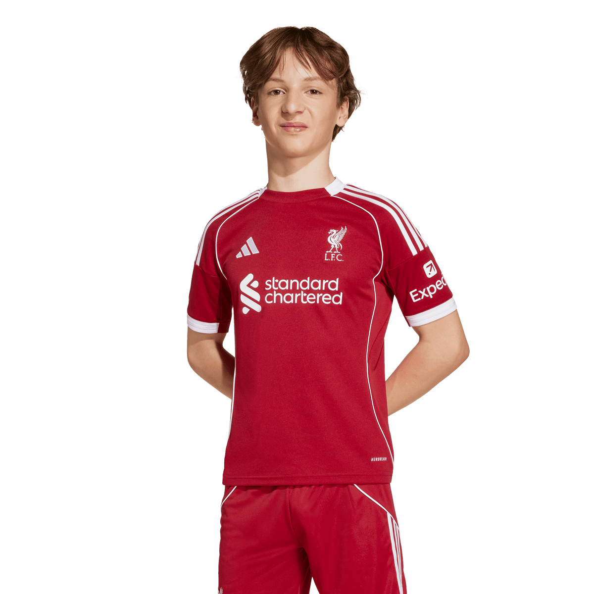 adidas Liverpool 25/26 Home Soccer Jersey | Red/White | Kid's