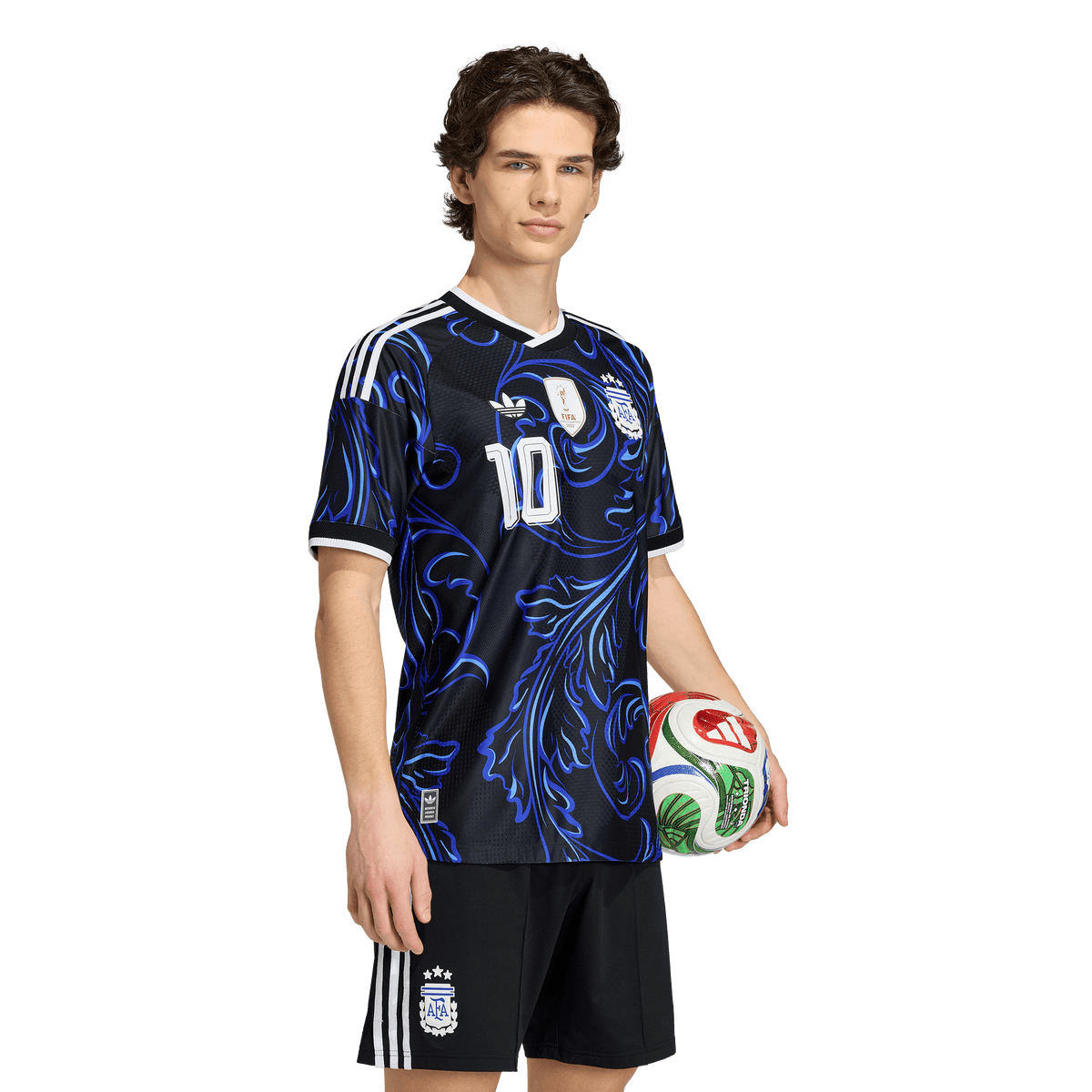 adidas Argentina 26 Away Authentic Messi Jersey | Black/Lucid Blue | Men's