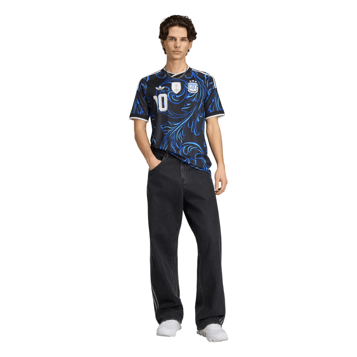 adidas Argentina 26 Away Messi Jersey | Black/Lucid Blue | Men's