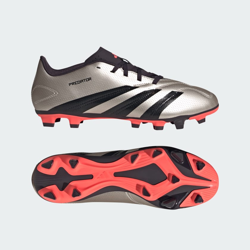 adidas Predator Club Multi-Ground Soccer Cleats | Platinum Metallic-Core Black-Turbo | Men's