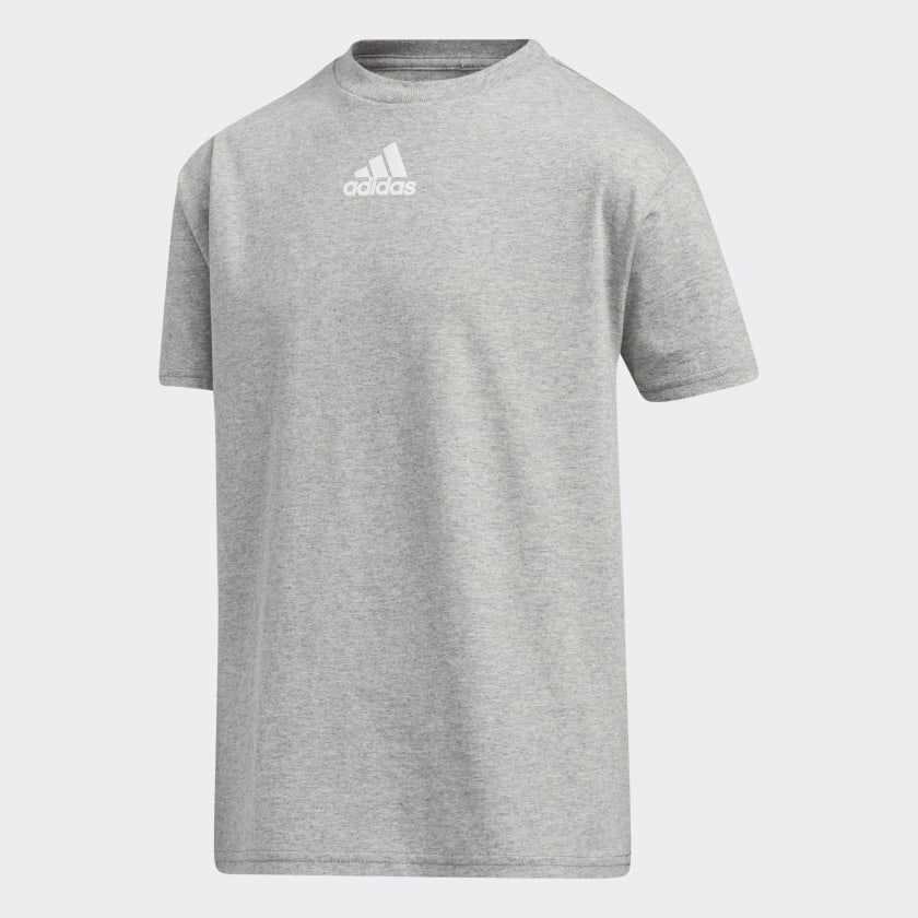 adidas AMPLIFIER T-Shirt | Medium Grey Heather | Youth – stripe 3 adidas