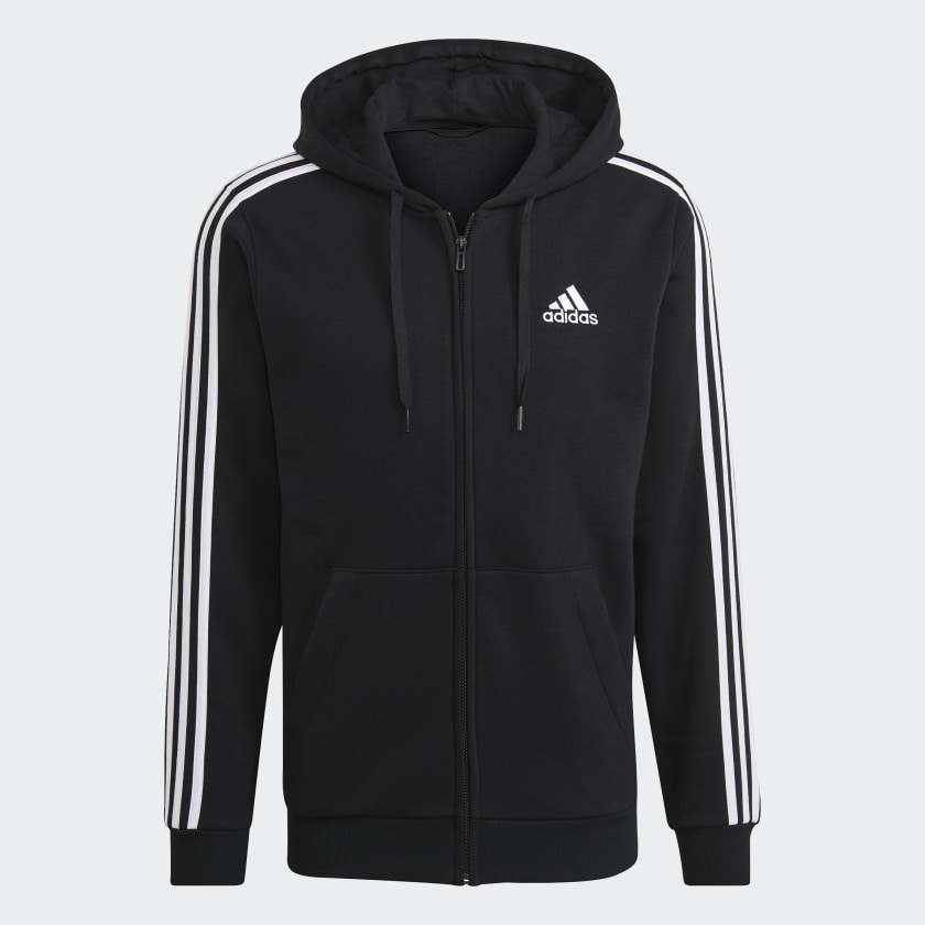adidas Essentials 3-Stripes Fleece Sweatshirt (Plus Size) - Black