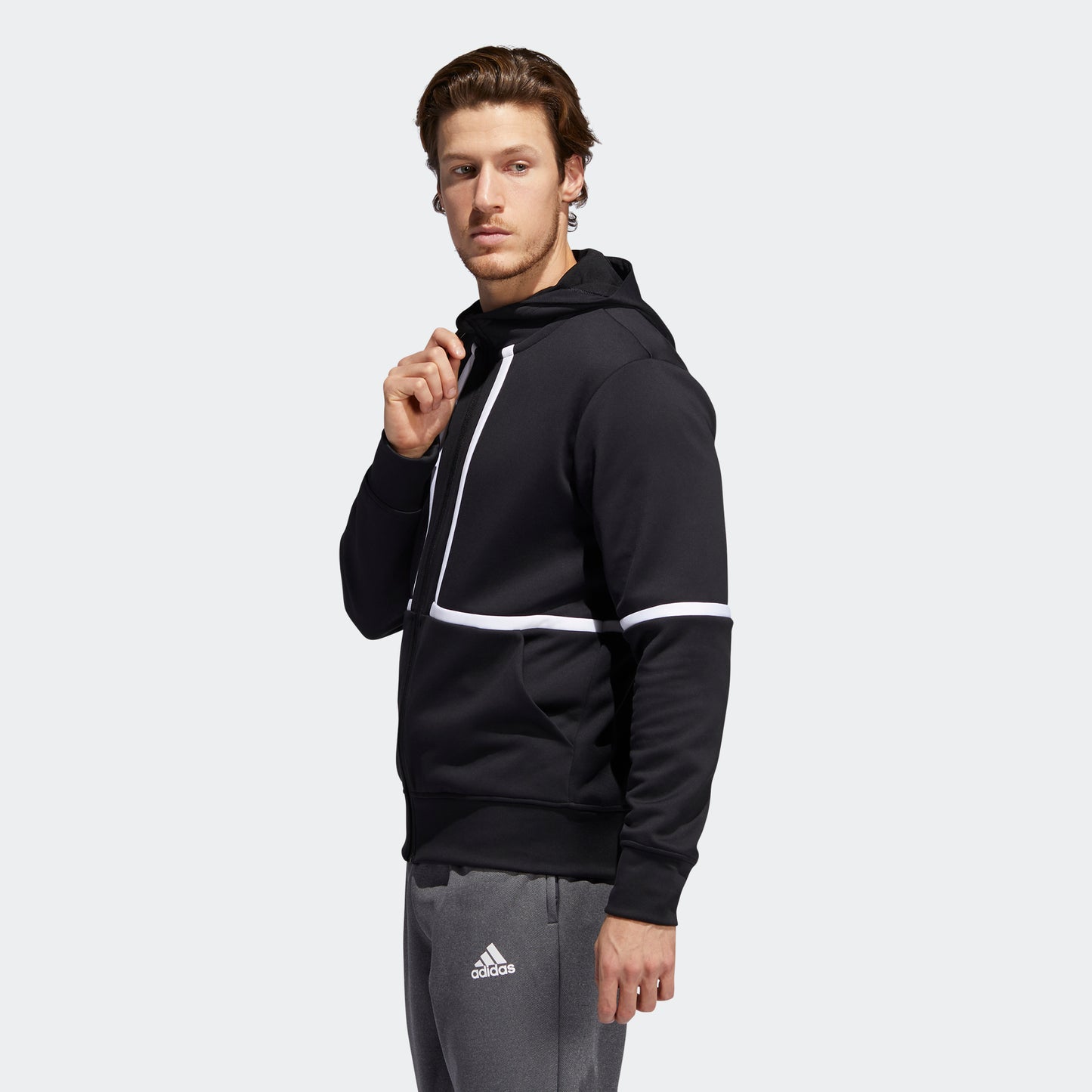 adidas UNDER THE LIGHTS Full-Zip Hooded Sweat Jacket | Black | Men's
