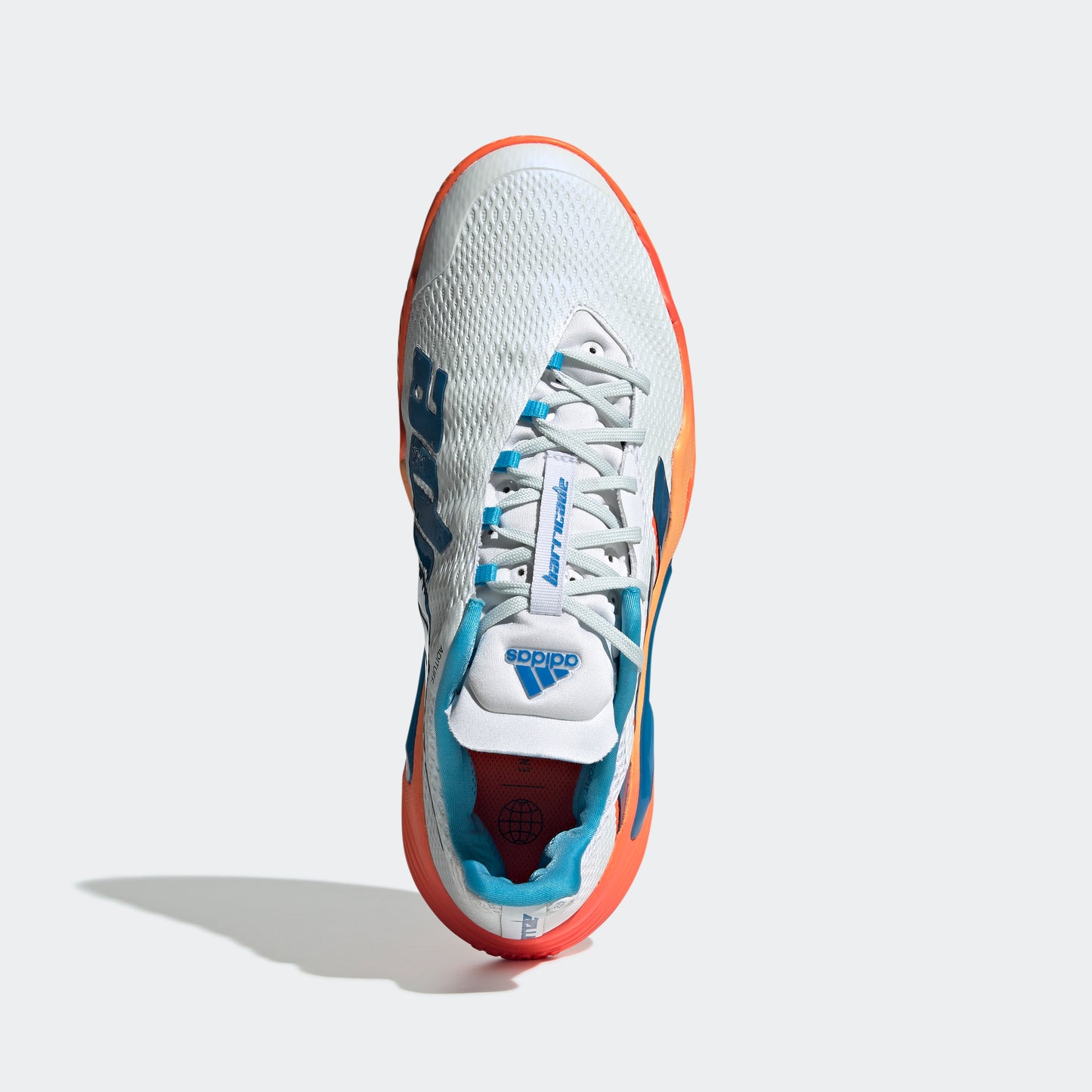 adidas Barricade Tennis Shoes | White/Blue/Orange | Men's