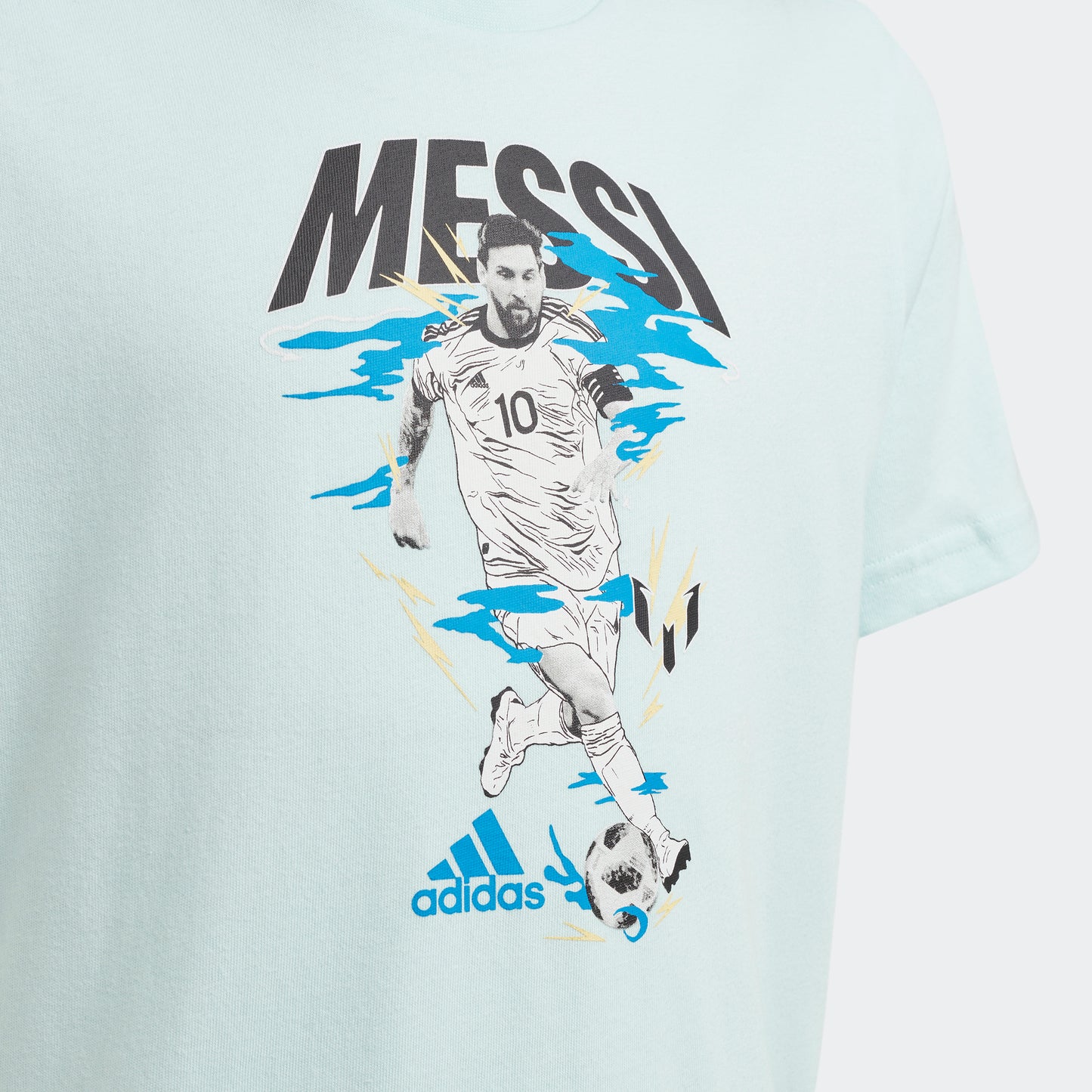 adidas Messi Football Graphic Tee | Blue | Boy's