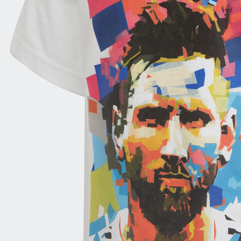 adidas MESSI Soccer Graphic Tee | White | Youth