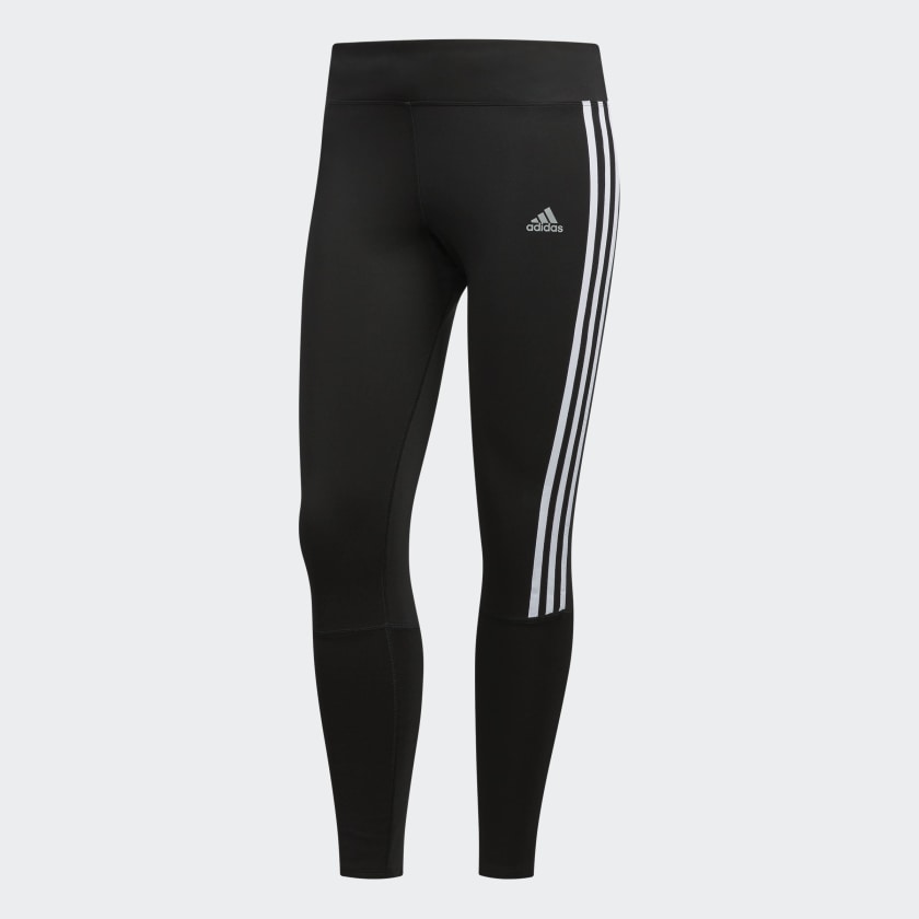 adidas RUNNING 3-STRIPES High-Waisted Tights, Black-White