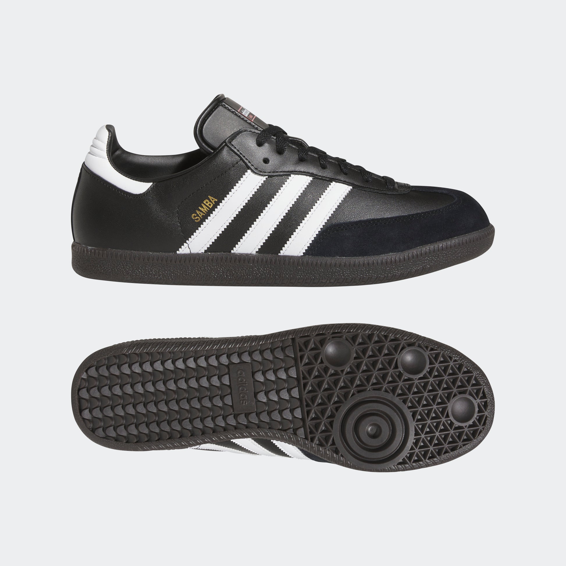 adidas Samba Indoor Soccer Shoes | Core Black-White | Men's Classic Futsal stripe 3 adidas adidas Samba Indoor Soccer Shoes | Core Black-White | Men's Classic Futsal stripe 3 adidas