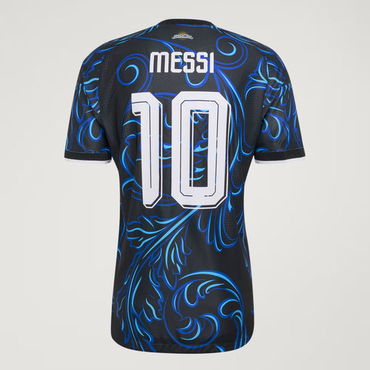 adidas Argentina 26 Away Authentic Messi Jersey | Black/Lucid Blue | Men's
