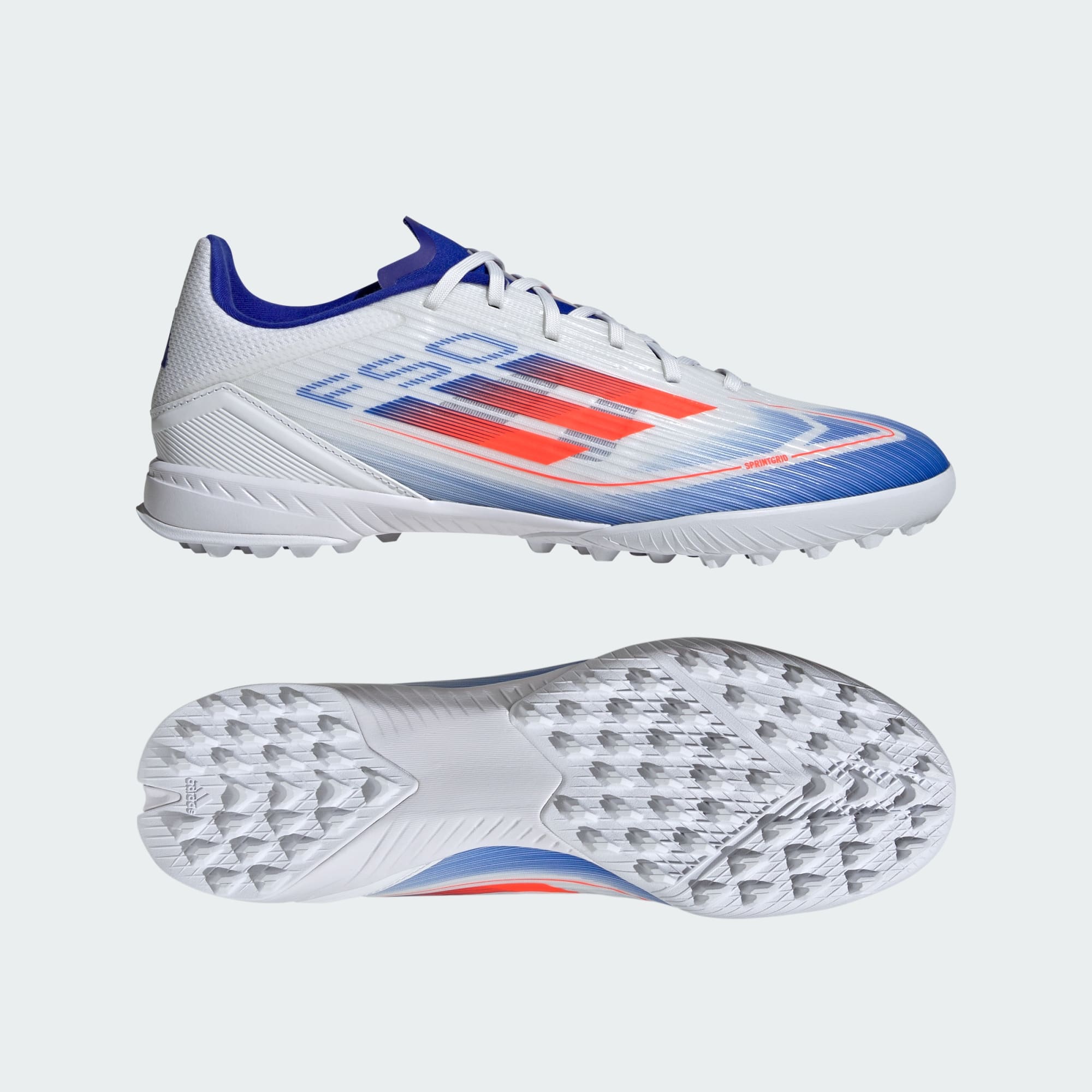 adidas F50 League Artificial Turf Soccer Shoes Cloud White Solar Red stripe 3 adidas