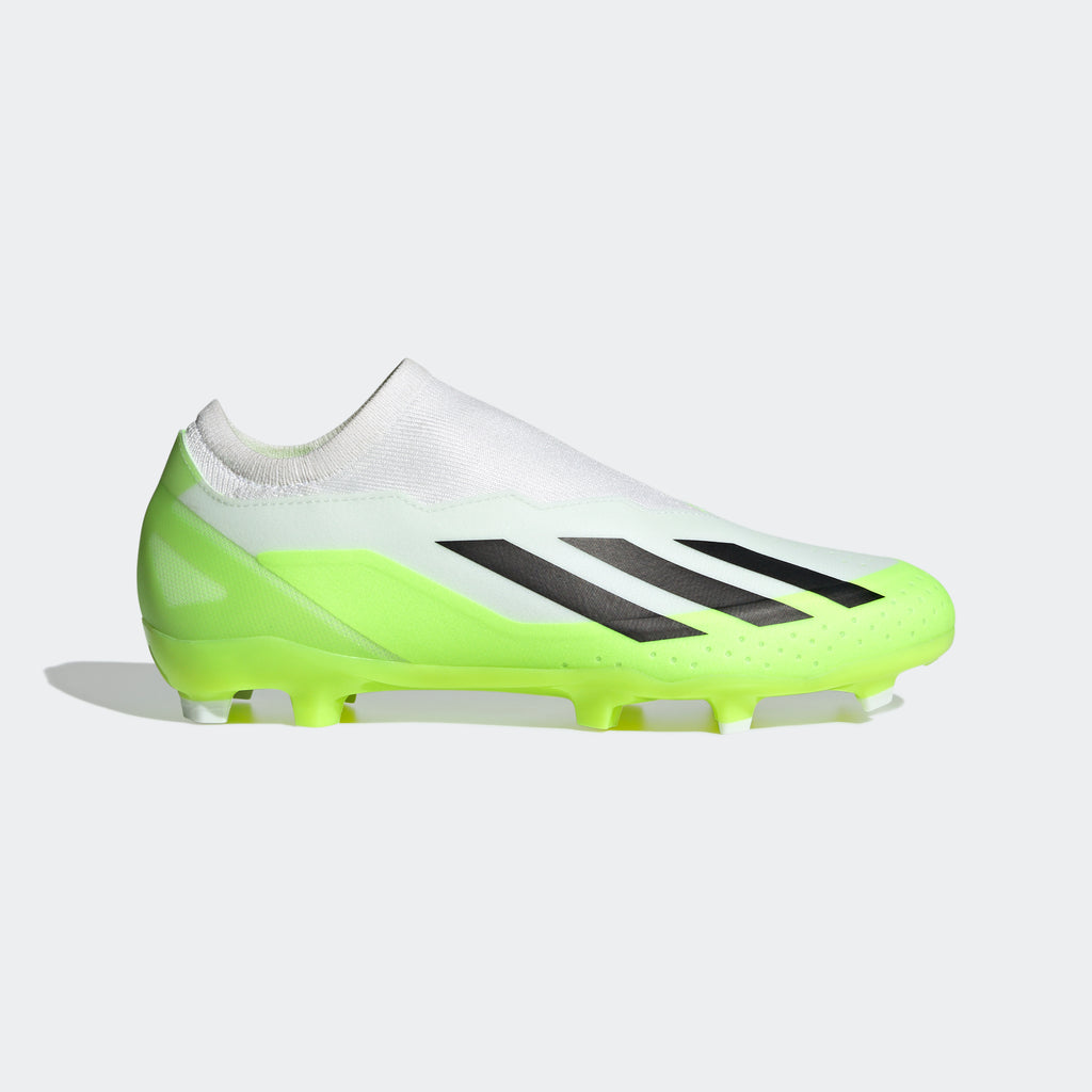 adidas X Laceless Firm Ground Soccer Cleats White/Green | stripe 3 adidas
