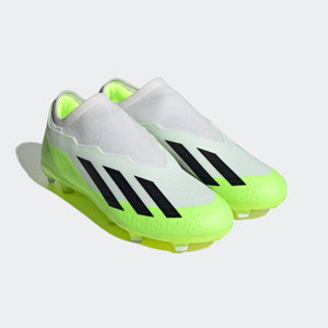 adidas X Crazyfast.3 Laceless Firm Ground Soccer Cleats | White/Green