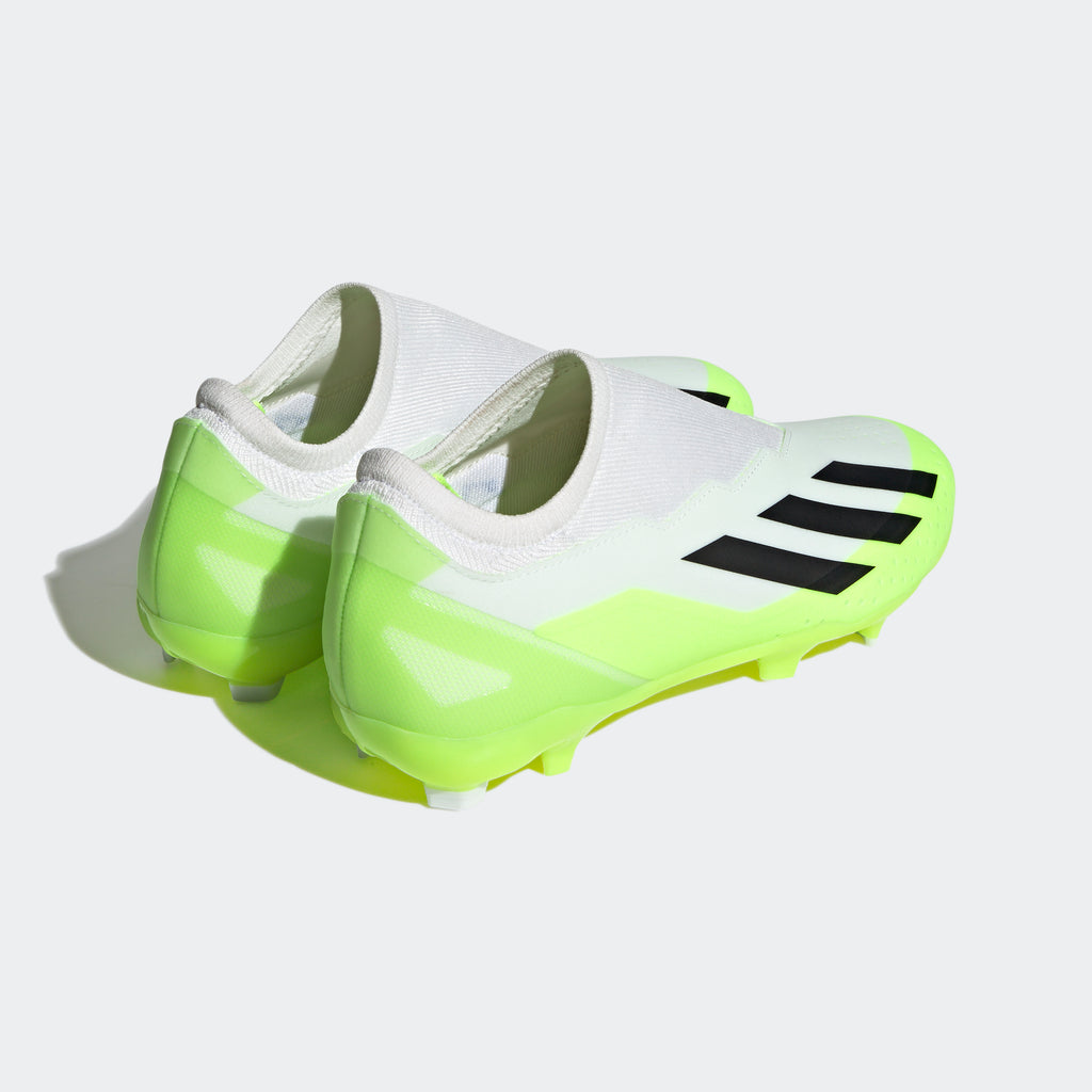Seraph Bondgenoot Absurd adidas X Crazyfast.3 Laceless Firm Ground Soccer Cleats | White/Green |  stripe 3 adidas