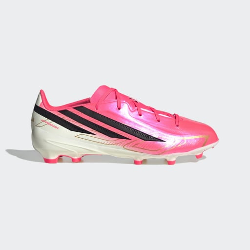 adidas F50 HYPERFAST LEAGUE Firm Ground Football Boots| Solar Turbo / Core Black / Gold Metallic | Kid's