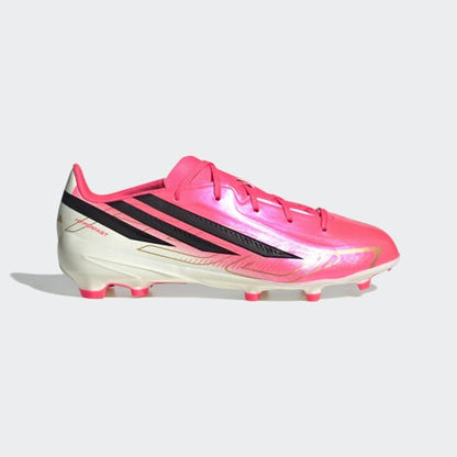 adidas F50 HYPERFAST LEAGUE Firm Ground Football Boots| Solar Turbo / Core Black / Gold Metallic | Kid's