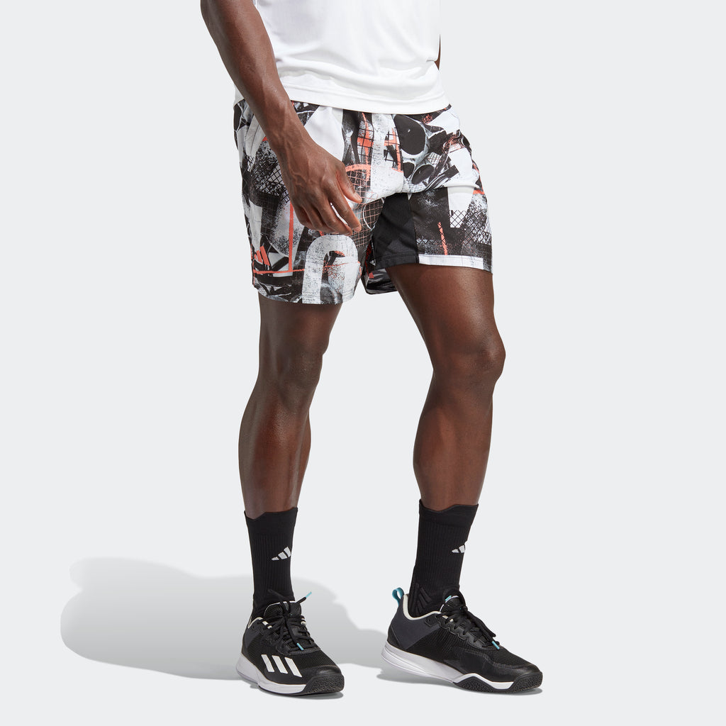 adidas Men's Club Graphic Tennis Shorts | Black/White | Men's