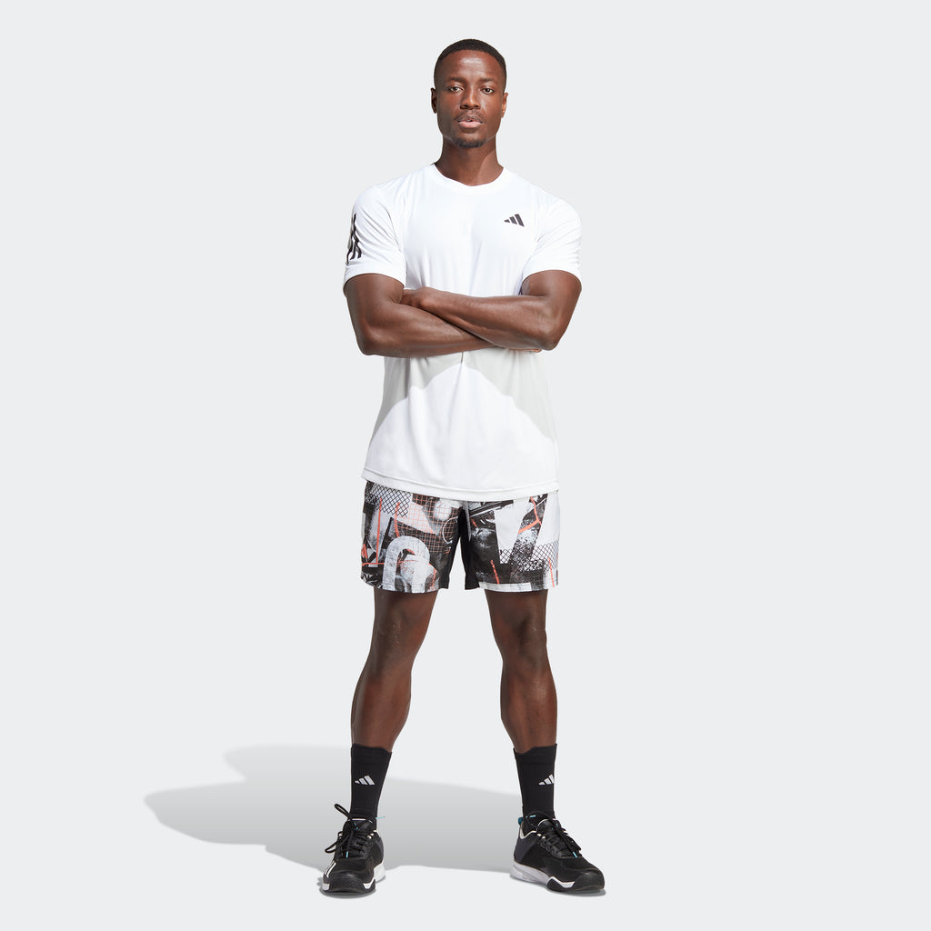 adidas Men's Club Graphic Tennis Shorts | Black/White | Men's