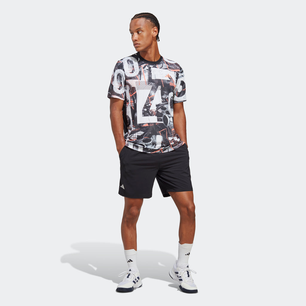 adidas Men's Spring Club Graphic Crew | Black/White | Men's