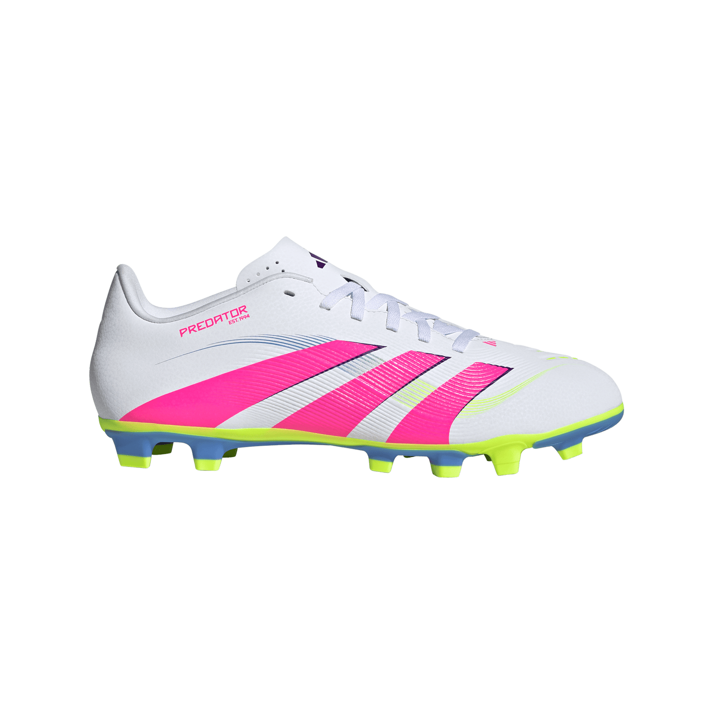 adidas PREDATOR CLUB Firm/Multi-Ground Soccer Cleats | Cloud White / Lucid Pink / Lucid Lemon | Men's