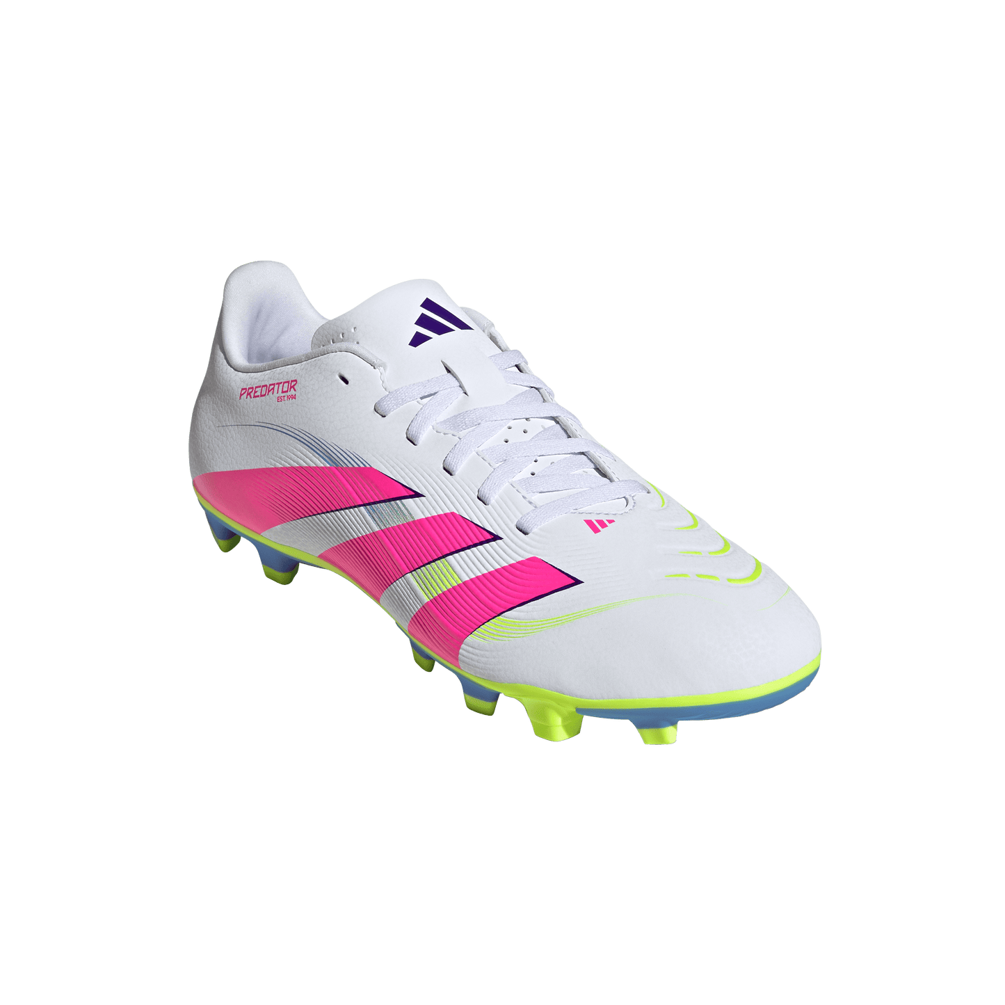 adidas PREDATOR CLUB Firm/Multi-Ground Soccer Cleats | Cloud White / Lucid Pink / Lucid Lemon | Men's