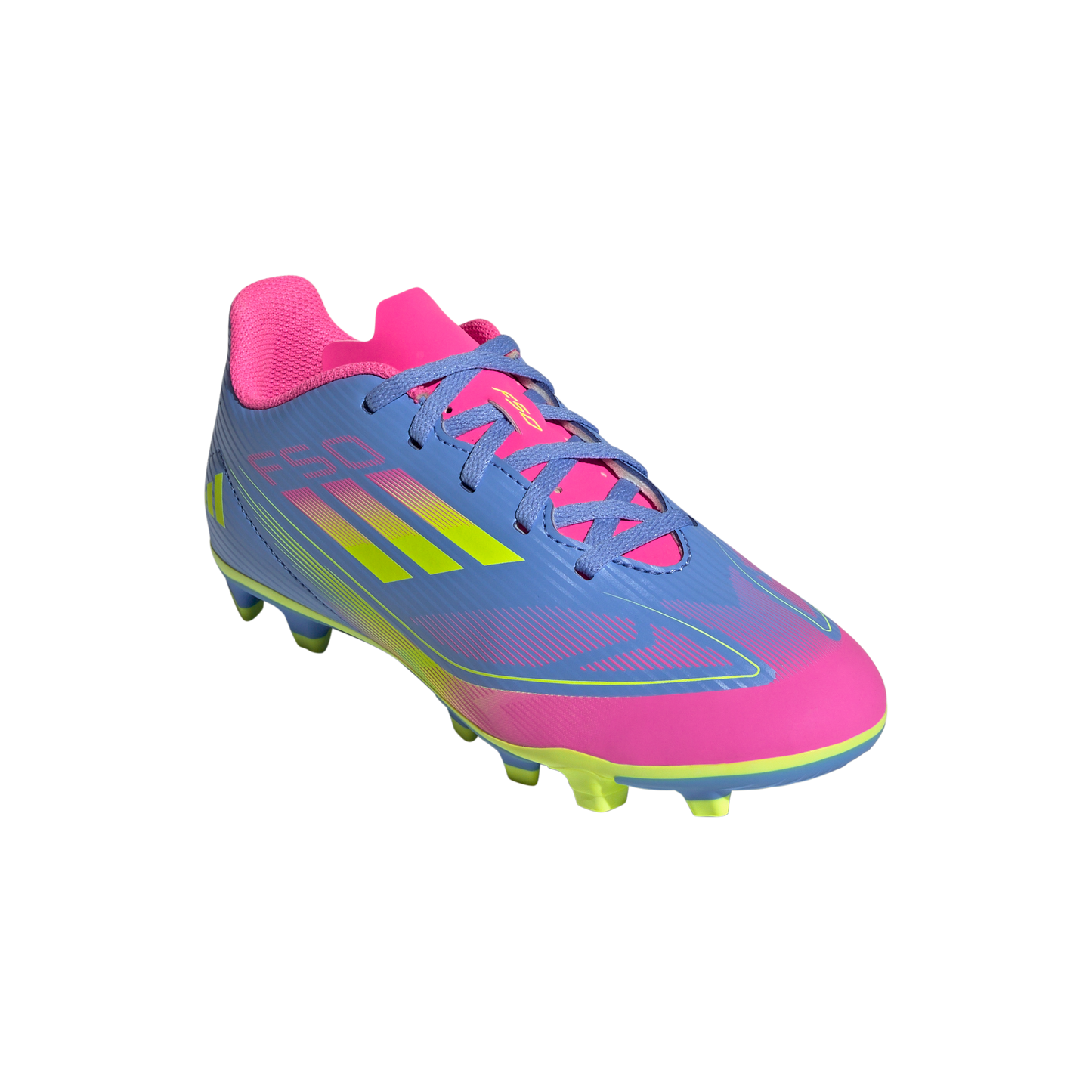 adidas F50 CLUB Firm/Multi-Ground Cleats | Blue Fusion-Lucid Lemon-Lucid Pink | Kid's Unisex