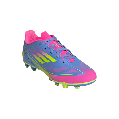adidas F50 CLUB Firm/Multi-Ground Cleats | Blue Fusion-Lucid Lemon-Lucid Pink | Kid's Unisex
