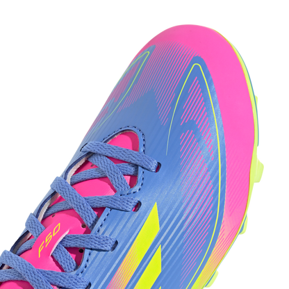 adidas F50 CLUB Firm/Multi-Ground Cleats | Blue Fusion-Lucid Lemon-Lucid Pink | Kid's Unisex