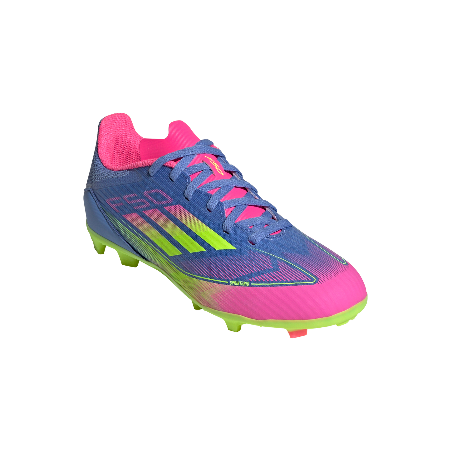 adidas F50 LEAGUE Firm/Multi-Ground Cleats | Blue Fusion-Lucid Lemon-Lucid Pink | Kid's Unisex