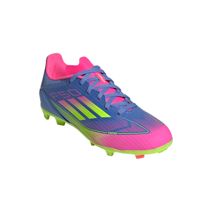 adidas F50 LEAGUE Firm/Multi-Ground Cleats | Blue Fusion-Lucid Lemon-Lucid Pink | Kid's Unisex