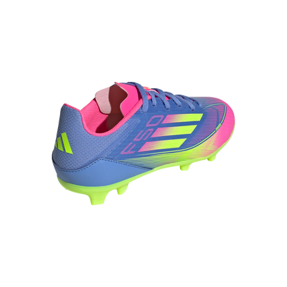 adidas F50 LEAGUE Firm/Multi-Ground Cleats | Blue Fusion-Lucid Lemon-Lucid Pink | Kid's Unisex