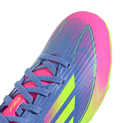adidas F50 LEAGUE Firm/Multi-Ground Cleats | Blue Fusion-Lucid Lemon-Lucid Pink | Kid's Unisex