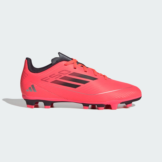 adidas F50 CLUB Flexible Ground Cleats | Turbo Orange / Aurora Black / Platinum Metallic | Kid's