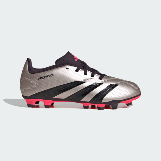 adidas PREDATOR CLUB Flexible Ground Soccer Cleats | Platinum Metallic / Aurora Black | Kid's