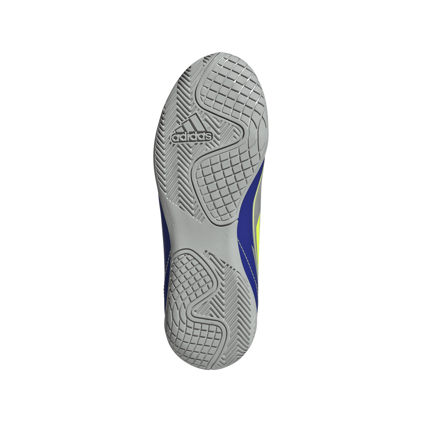 adidas F50 Club Indoor Messi Soccer Shoes | Silver Metallic / Solar Yellow / Lucid Blue | Kid's