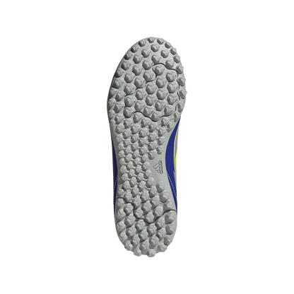 adidas F50 Club Artificial Turf Messi Soccer Shoes | Silver Metallic / Solar Yellow / Lucid Blue | Kid's